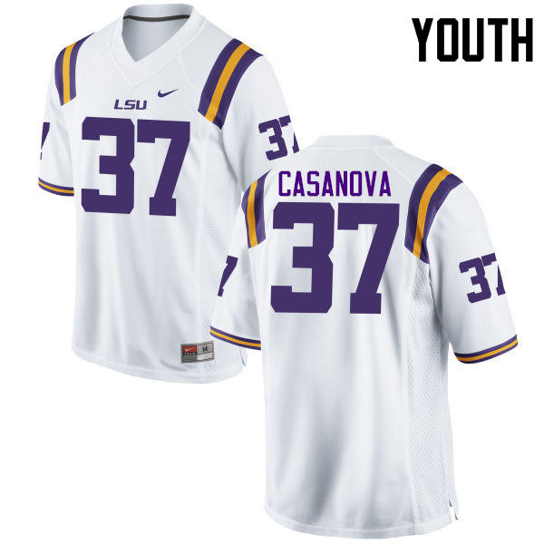 Youth LSU Tigers #37 Tommy Casanova College Football Jerseys Game-White - Click Image to Close